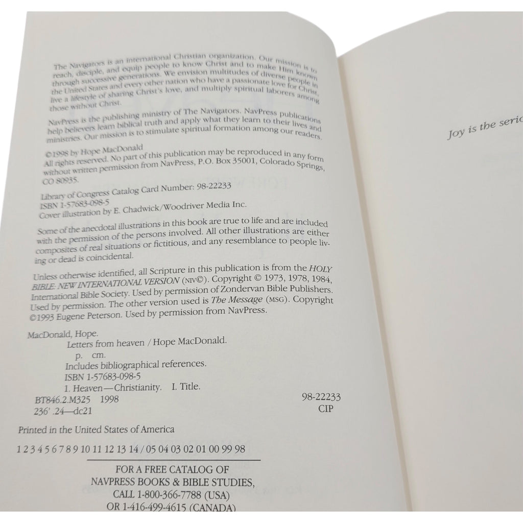 Letters from Heaven by Hope MacDonald – Foreword by J.I. Packer – Vintage