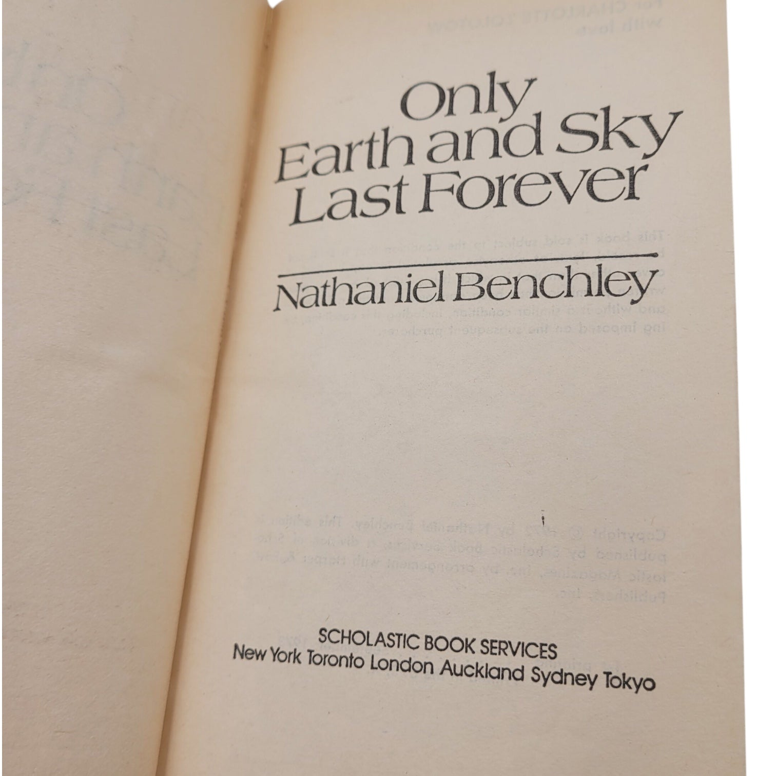 Only Earth and Sky Last Forever by Nathaniel Benchley – 1973 Vintage Paperback