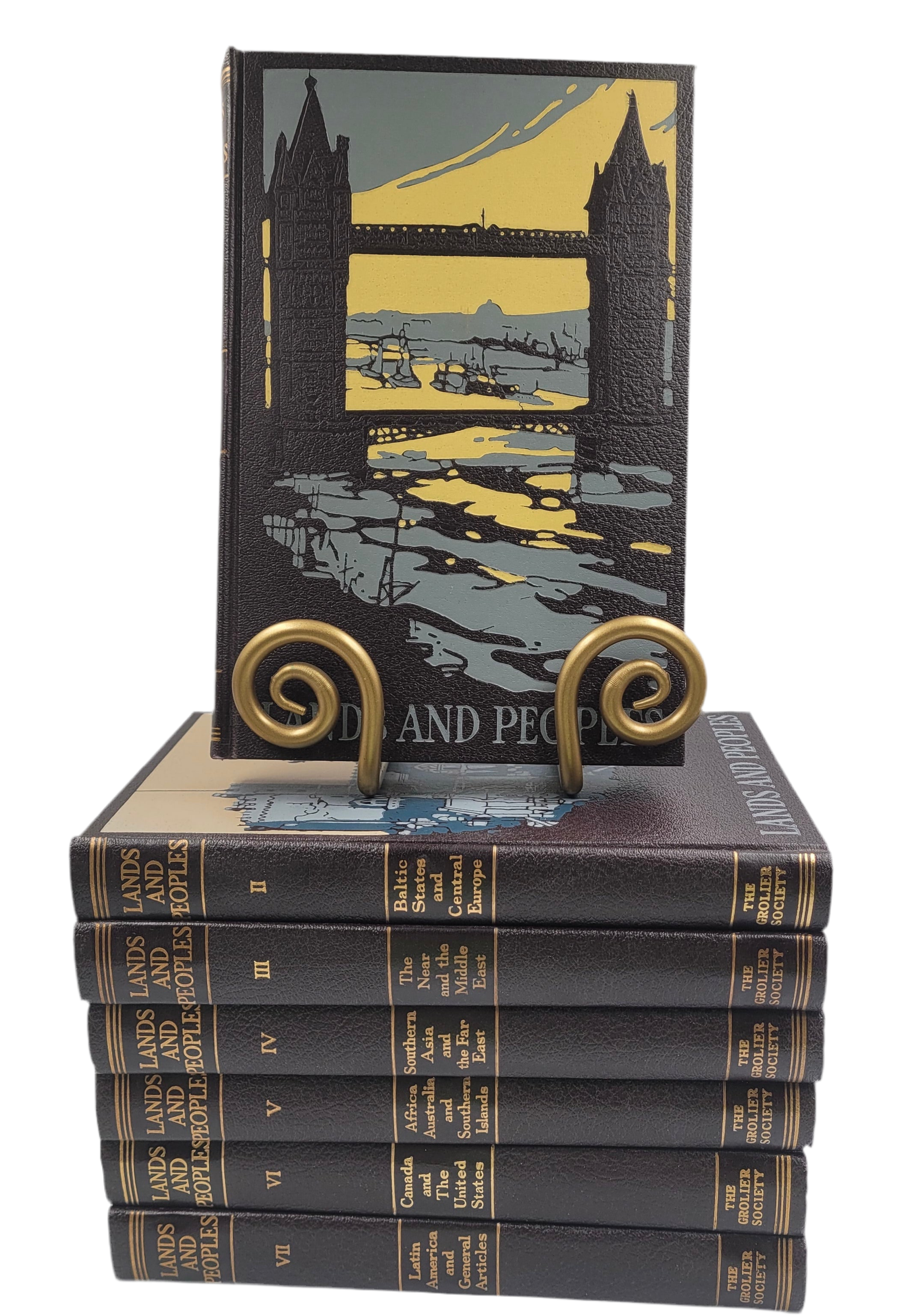 Lands and Peoples: The World in Color – 7 Volume Set – Grolier Society, Mid-Century Illustrated Geography