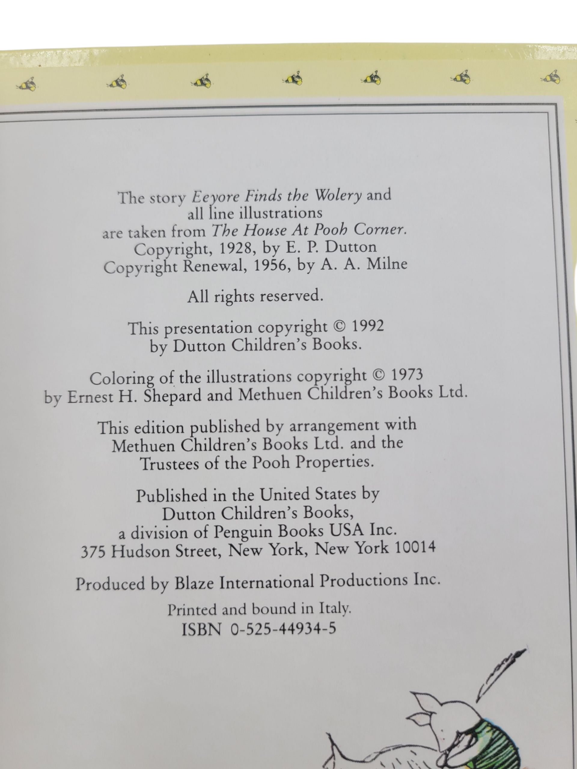 Eeyore Finds the Wolery – Vintage Children’s Book (1992 Hardcover, Pooh Treasury)